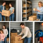 A storage unit filled with various household items